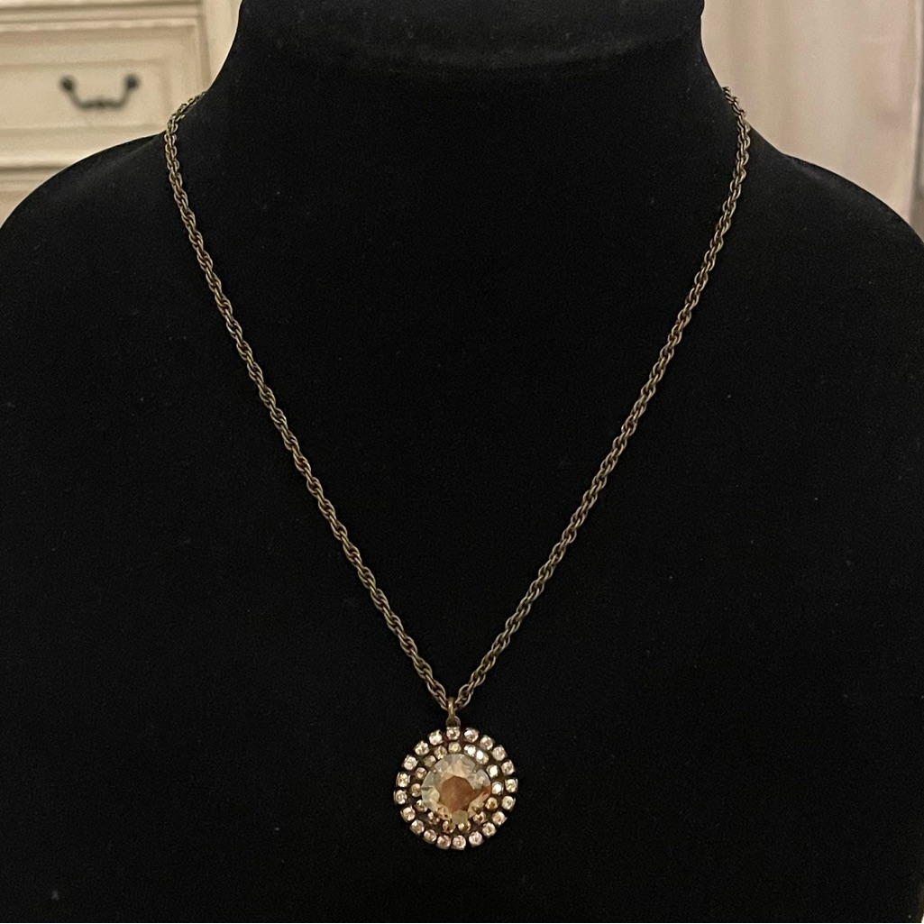Vintage Liz Palacios Gold Tone Crystal Pendant Statement Necklace 75$